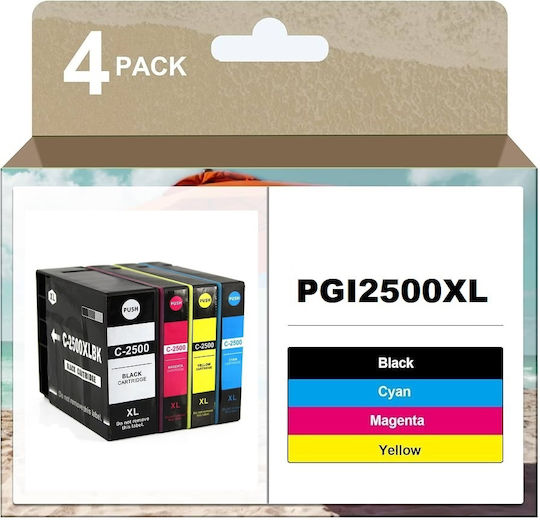 Pachet de cartușe de cerneală compatibile și recondiționate pentru imprimante InkJet Canon 9254B010, PGI2500XLBKCMY 1buc