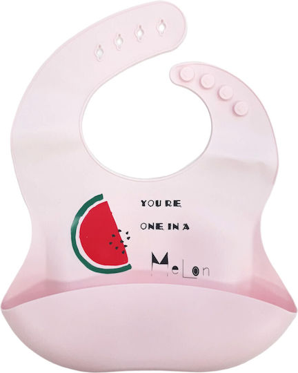 Beboulino Waterproof Bib Silicone with Pocket Pink One Melon