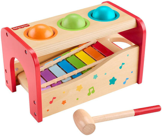 Mattel Musical Instrument Pound & Tap Bench Xylophone made of Wood with Sounds for 18++ Months