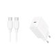 Joyroom Charger with USB-C Port and Cable USB-C - USB-C 20W Power Delivery Whites (JR-TCF20)
