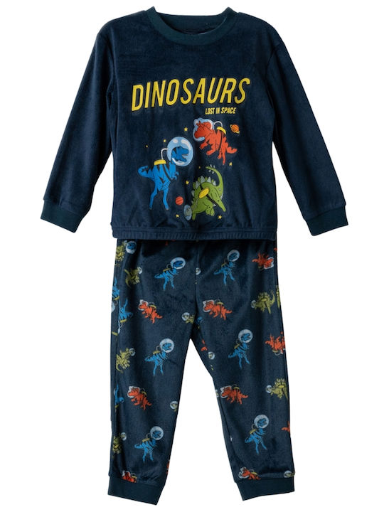 Hashtag Детска пижама Зимна Blue Small Dinosaurs
