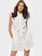 Summer Mini Shirt Dress Ecru