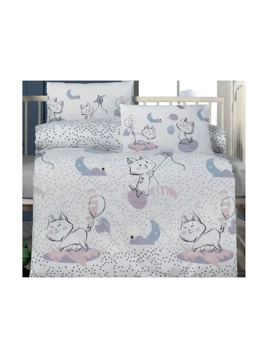 Beauty Home Baby Sheets Set Crib Cotton Grey, Lilac Gray 100x150cm 3pcs
