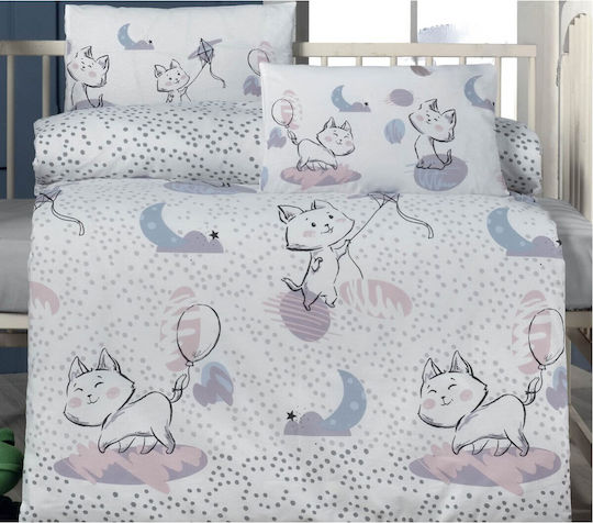 Beauty Home Комплект Бебешки Чаршафи За Количка Памучни Сив, Люляк Сив 100x150бр 3бр
