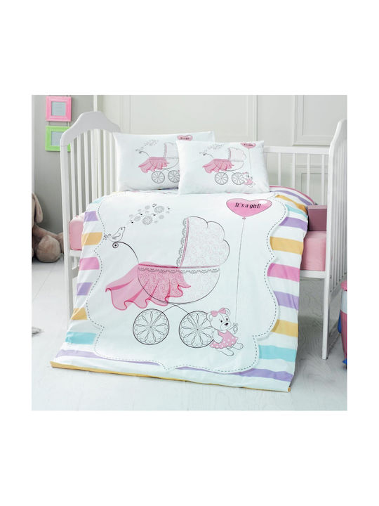 Beauty Home Baby Sheets Set Crib Cotton Pink Pink 100x150cm 3pcs