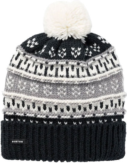 Recycled Pom Pom Beanie Γυναικείος Σκούφος Πλεκτός σε Μαύρο χρώμα