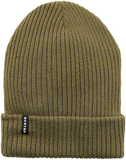 Recycled Beanie Unisex Σκούφος με Rib Πλέξη σε Πράσινο χρώμα