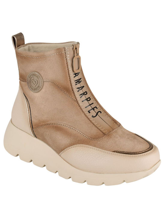 Amarpies Women's Ankle Boots Beige