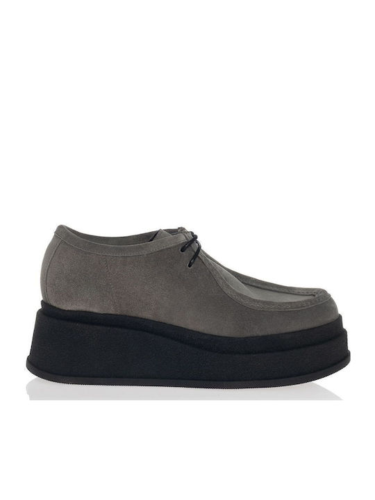 Sante Leather Women's Moccasins in Gray Color