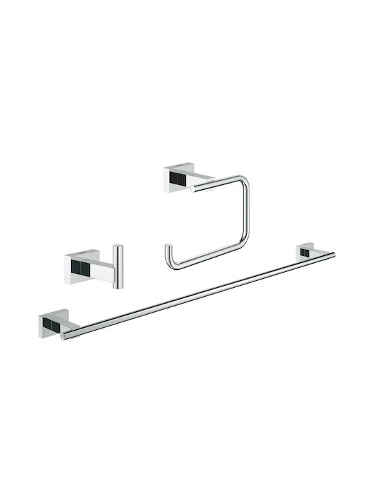 Grohe Cube Guest 3 In 1 Set Hook Towel Toilet Paper Holders Concealed Wall Mount Chrome Grohe Cube Guest 3 In 1 Set Hook Towel Toilet Paper Holders Concealed Wall Mount Chrome