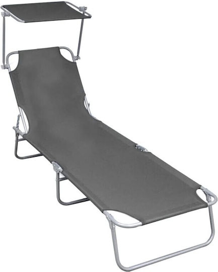 Jumi Foldable Aluminum Beach Sunbed Gray with Shader 43x38cm