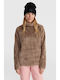 Winter Women's Fleece Blouse Long Sleeve Brown