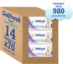 Sidifresh Sensitive Hypoallergenic Baby Wipes 14x70pcs Sidifresh Sensitive Hypoallergenic Baby Wipes 14x70pcs