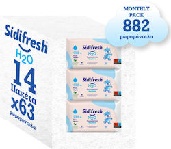 Sidifresh H2O Baby Wipes with 99% Water 14x63pcs