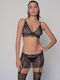 Milena by Paris Дантелен Комплект Дамско Бельо Bralette с Плъзгащ се Black
