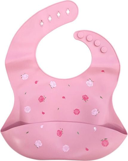 Beboulino Αδιάβροχη Σαλιάρα Σιλικόνης με Τσέπη Pink
