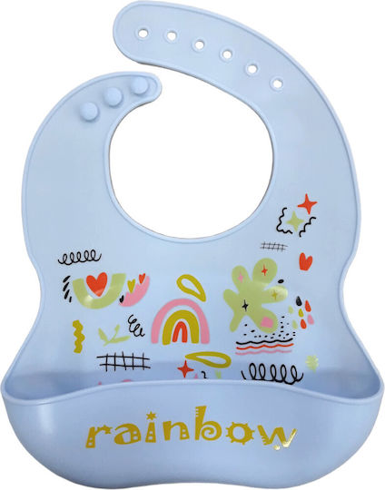 Beboulino Αδιάβροχη Σαλιάρα Σιλικόνης με Τσέπη Rainbow Blue