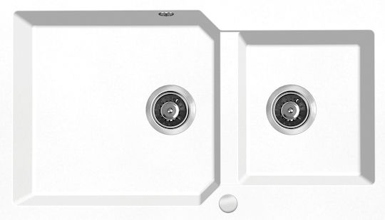 Laveo Milos Drop-In Kitchen Sink made of Liquid Granite M86xP49.7cm White