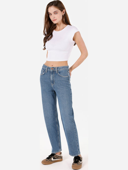 Damen Stoffhose in Gerader Bein Stil Blau