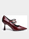 Pumps mit Riemchen & hoher Absatz Burgundisch