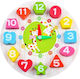 Jucărie educativă Flippy tip Montessori model girafă ceas din lemn + 36 luni 12 piese 17 cm multicolor