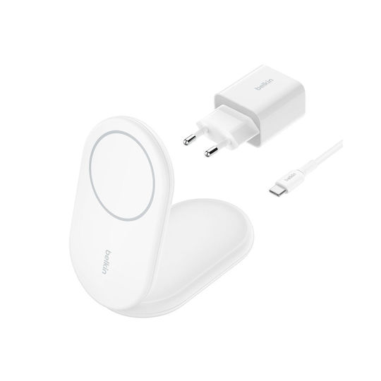 Belkin Kabelloses Ladegerät Qi2 und Kabel USB-C 15W Weißs (BOOST Charge)