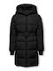 Kinder Steppjacke Lang mit Kapuze Black