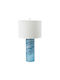 Artekko Glass Table Lamp with White Shade and Blue Base