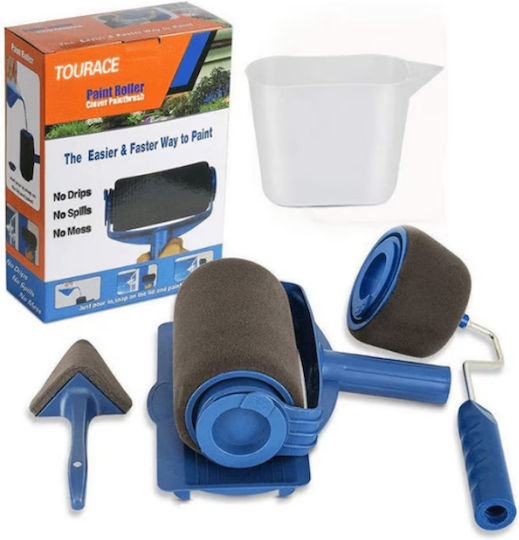 Stencil Set Filling Reservoir Container Roller Narrow Areas Corner Brush Extendable Arm Blue