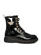 Kids Boots from Patent Leather with Laces Black