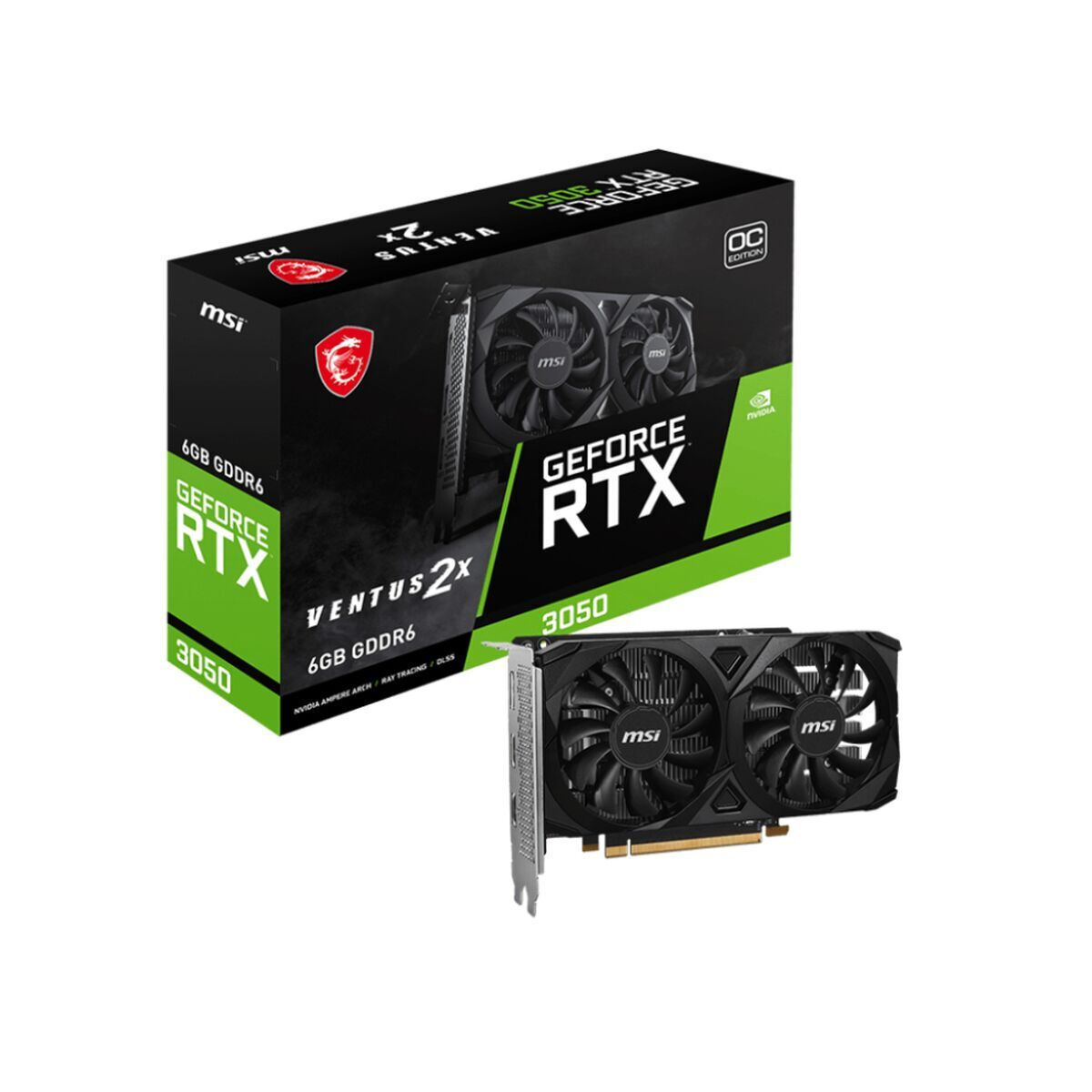 MSI GeForce RTX 3050 6GB GDDR6 Ventus 2X E 6G OC Κάρτα Γραφικών