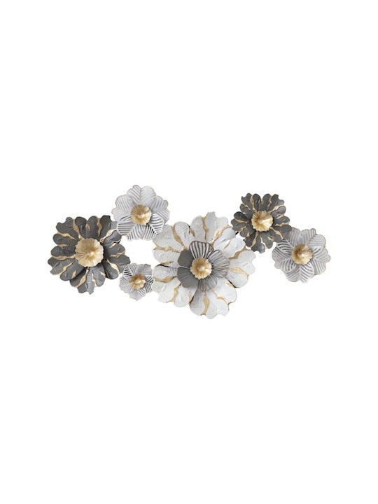 Inart Διακοσμητικό Τοίχου Daisy Γκρι από Μέταλλο 131x9.5x64cm