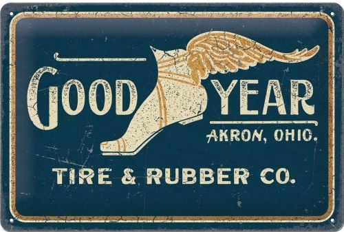 Nostalgic Art 3D Wall Decor Sign Goodyear Wing Foot Logo 1901 Handmade Made of Metal 30x20cm