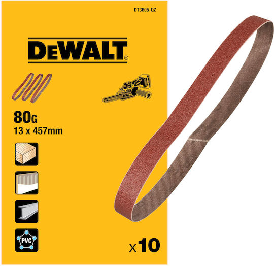 DEWALT Tαινία Λείανσης K80 13x457mm Σετ 10τμχ