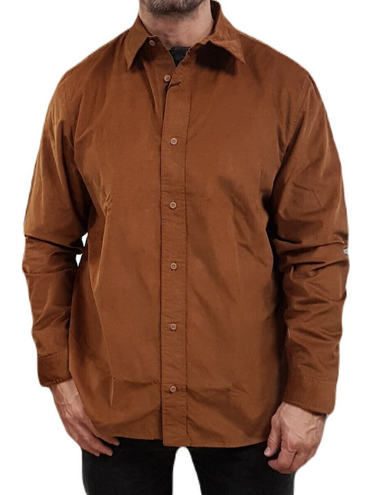 Jack & Jones Μακρυμάνικo Κοτλέ Πουκάμισο Brown
