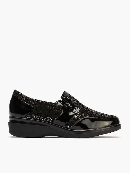 Pitillos Patent Leather Women's Moccasins in Black Color