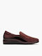 Leather Women's Moccasins in Burgundy Color