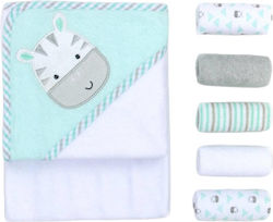 Set Cadou pentru Bebe Prosop cu Glugă 5 Prosoape Mini Zebra