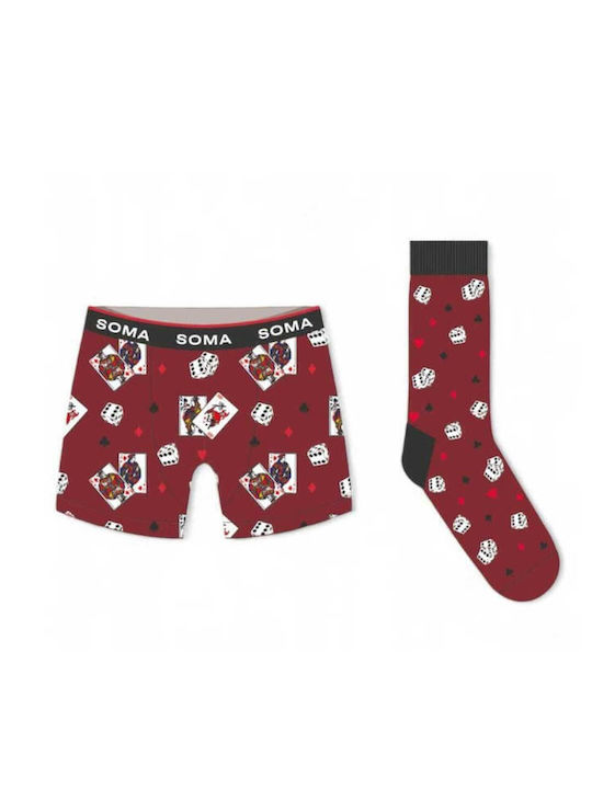 Men's Boxer Red with Patterns