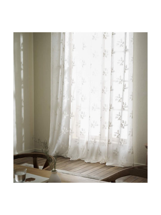 Gofis Home Vorhang mit Grommet Leaf Ecru 140x280cm