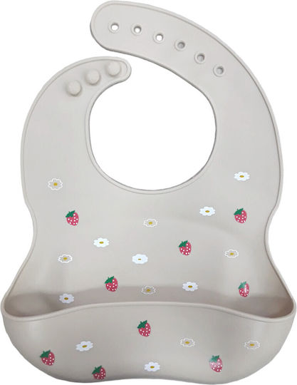 Beboulino Αδιάβροχη Σαλιάρα Σιλικόνης με Τσέπη Pink Strawberry