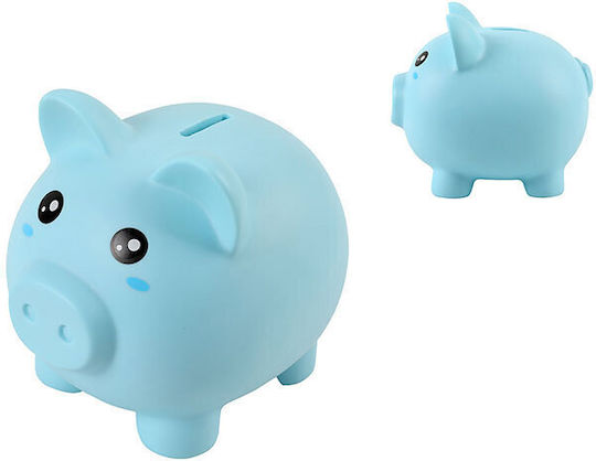 Piggy Bank I-total Xl2497i Pig Plastic Light Blue 18x15cm