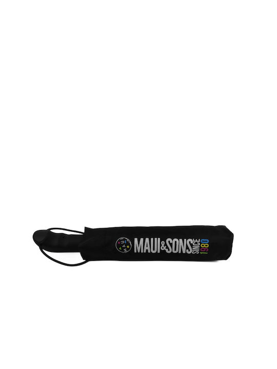 Maui & Sons Windproof Automatic Umbrella Compact Black