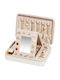 Jewellery Box Storage Case Travel PU Leather Earrings Rings Necklaces Watches White