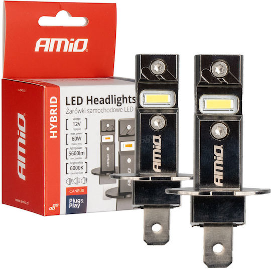 AMiO Lampen Auto H3 Canbus LED 6000K Kaltes Weiß 12V 60W 2Stück