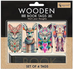 Wooden Bookmarks Cozywood Animals Set of 4 Pcs Bkn314
