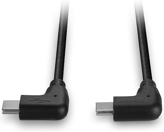 Lindy Angle (90°) USB 2.0 Cable USB-C male - USB-C 60W Μαύρο 1m