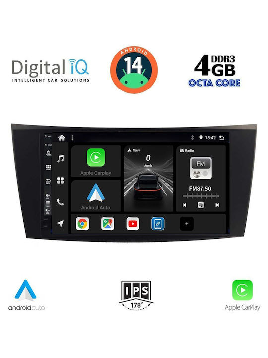 Digital IQ Car Audio System for Mercedes-Benz E Class / CLS Class 2003-2009 (Bluetooth/USB/WiFi/GPS/Apple-Carplay/Android-Auto) with Touch Screen 8"