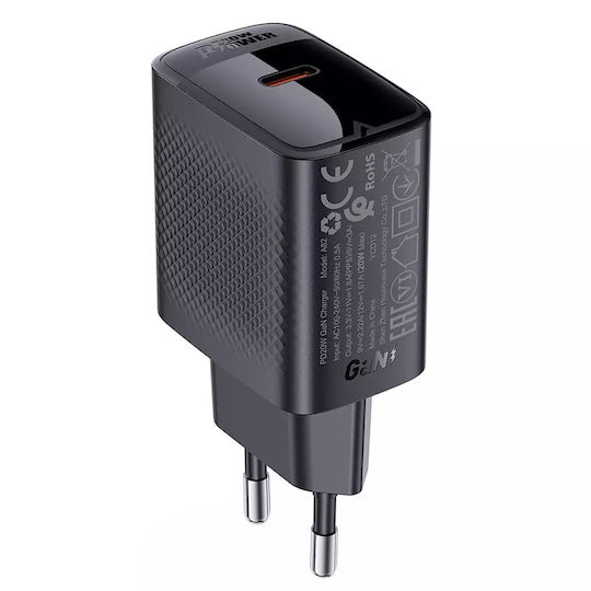 Acefast Φορτιστής Χωρίς Καλώδιο GaN με Θύρα USB-C 20W Power Delivery Μαύρος (A82)