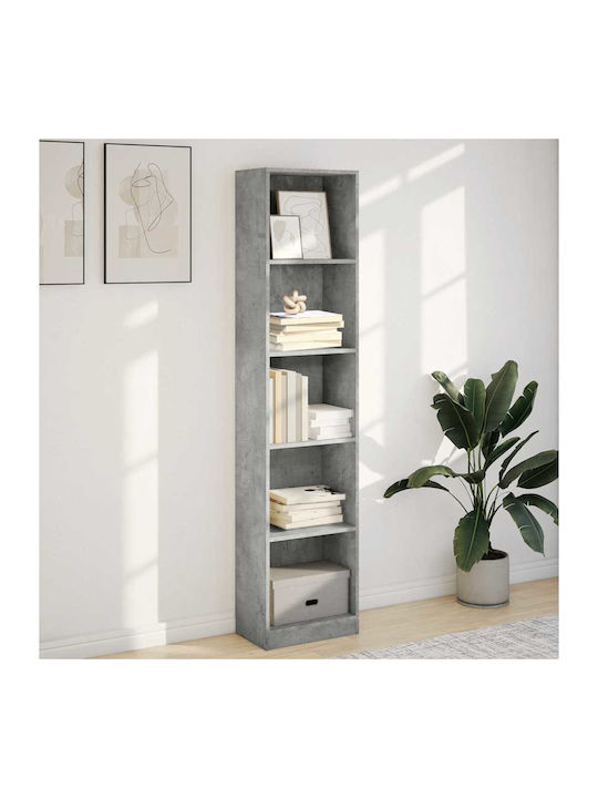 Bücherschrank Grau Beton 40x24x176cm